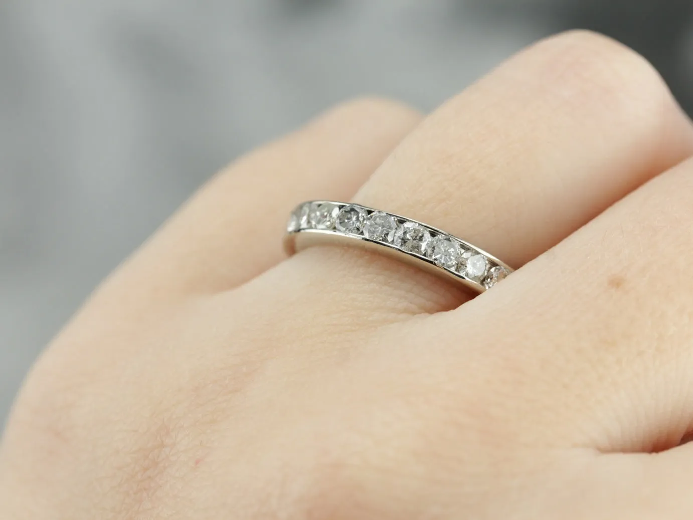 0.80 Carat Channel Set Diamond Band in White Gold