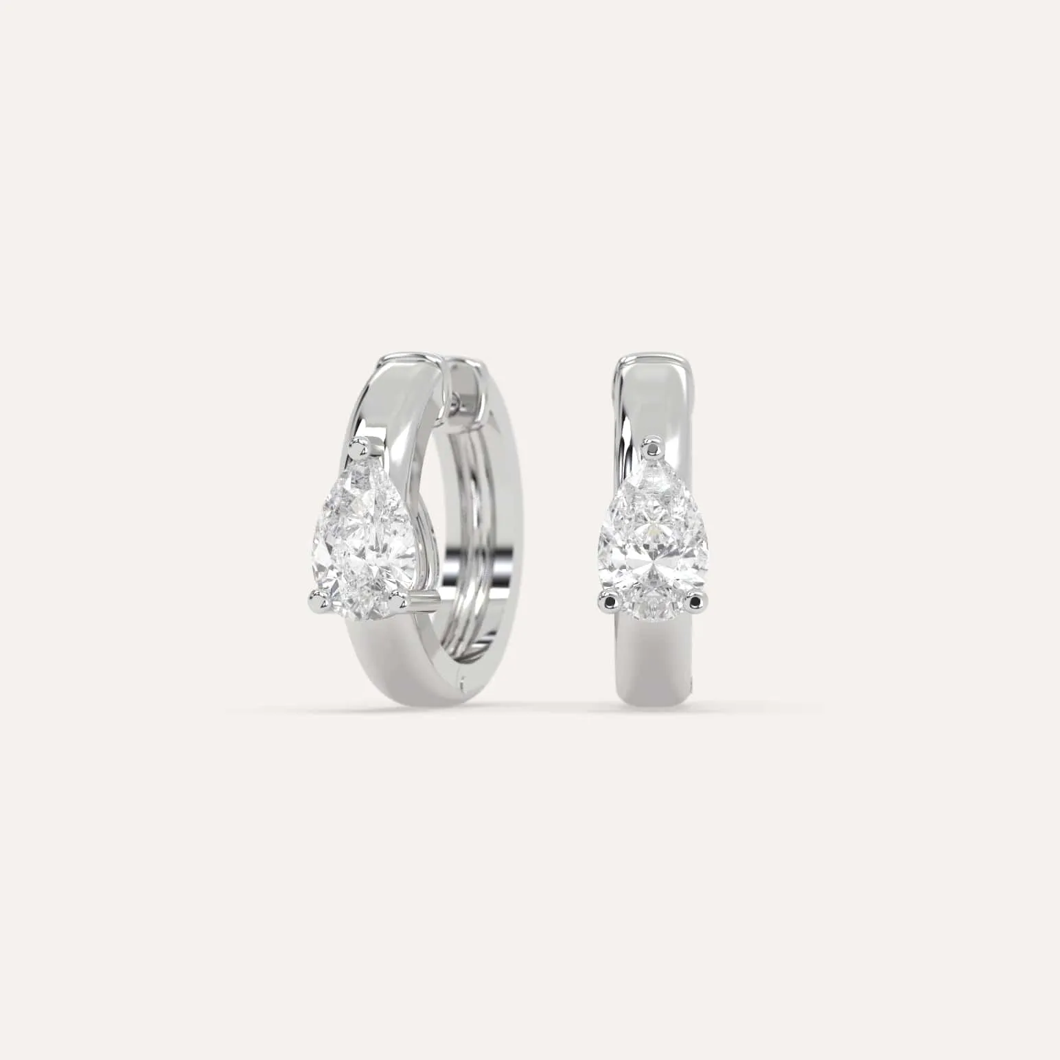 1 carat Pear Diamond Hoop Earrings