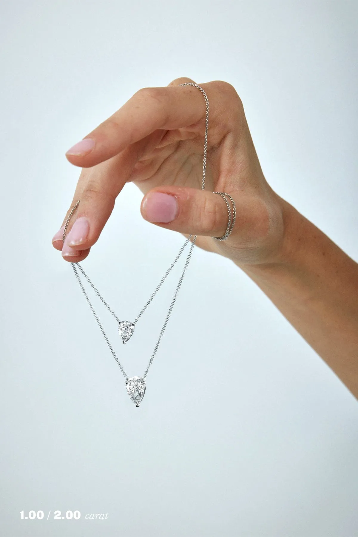 1 carat Pear Floating Diamond Necklace