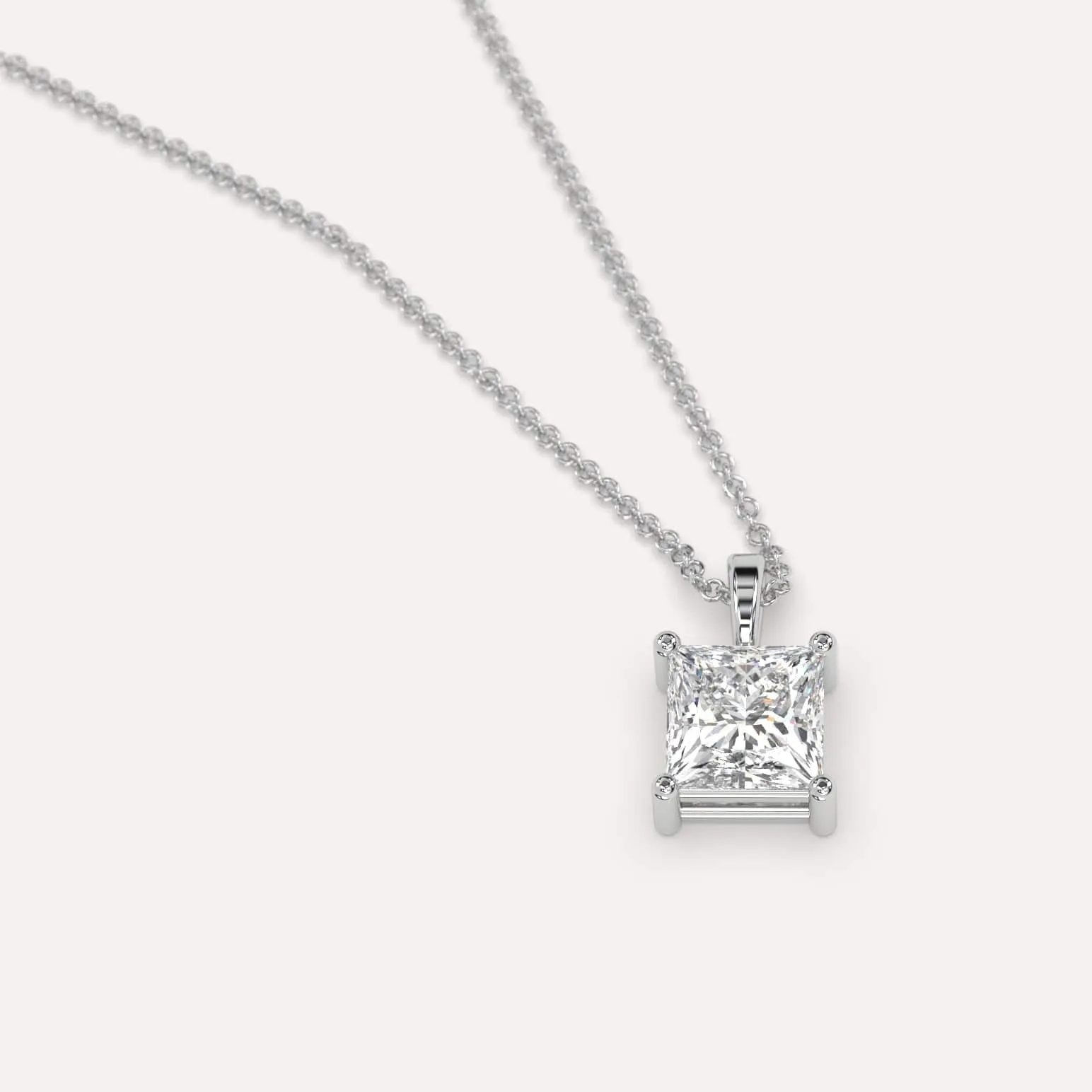 1 carat Princess Diamond Pendant Necklace