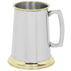 1 Pint* Pewter and Brass Traditional Beer Mug Tankard