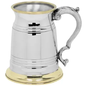 1 Pint* Pewter and Brass Traditional Beer Mug Tankard