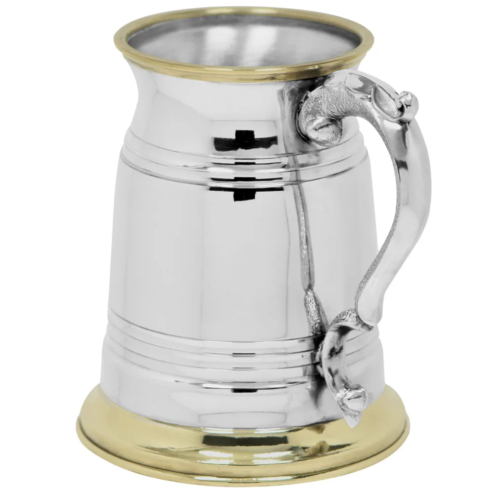 1 Pint* Pewter and Brass Traditional Beer Mug Tankard