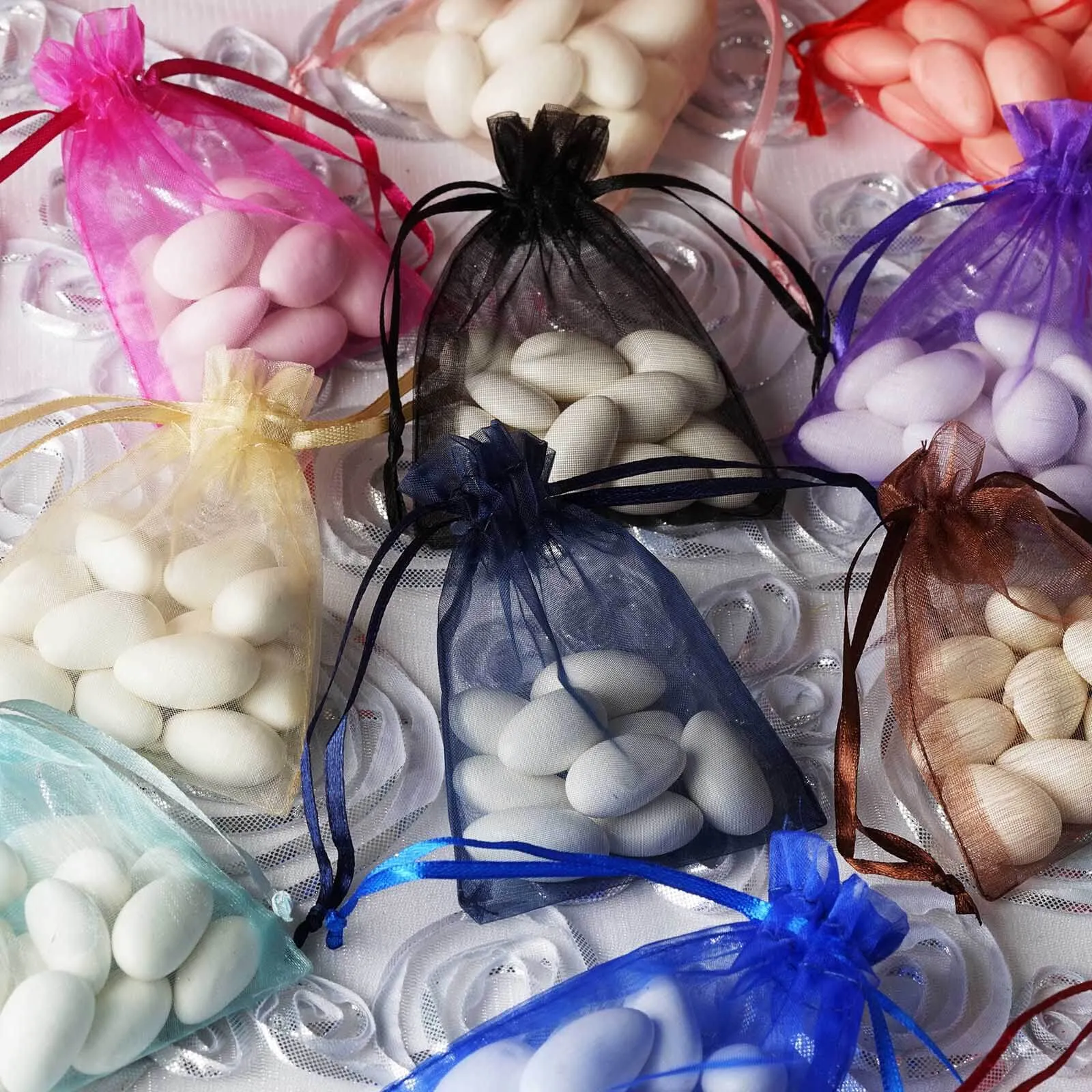 10 Pack 3"x4" Blush Organza Drawstring Wedding Party Favor Gift Bags - Clearance SALE