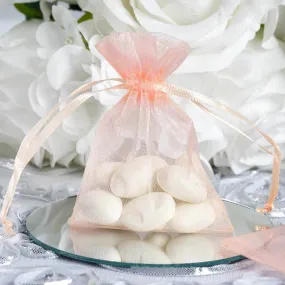 10 Pack 3"x4" Blush Organza Drawstring Wedding Party Favor Gift Bags - Clearance SALE