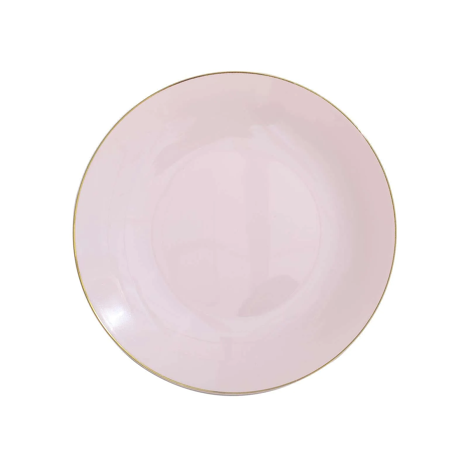 10 Pack 8" Glossy Blush Round Plastic Salad Plates With Gold Rim, Disposable Appetizer Dessert Party Plates