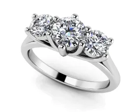 10 Prong Three Stone Diamond Engagment Diamond Ring with 1.00 ct. (0.50 ct. center diamond)