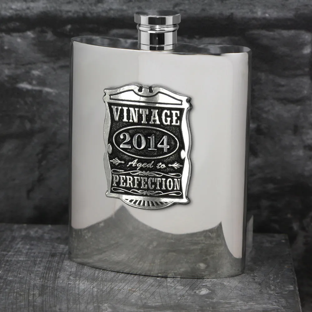 10th Anniversary Gift 2014 Vintage Years Pewter Hip Flask