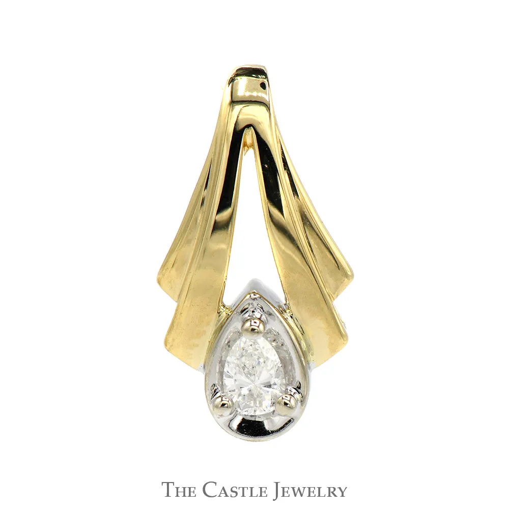 1/4ct Pear Cut Diamond Solitaire Pendant in Tapered 14k Yellow Gold Setting