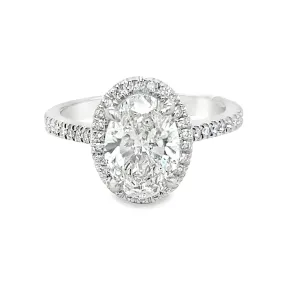 14K White Gold Lab Grown Oval Halo Engagement Ring - 2.27ctw