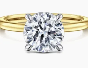 14K White-Yellow Gold Round Diamond Engagement Ring- EVELINA