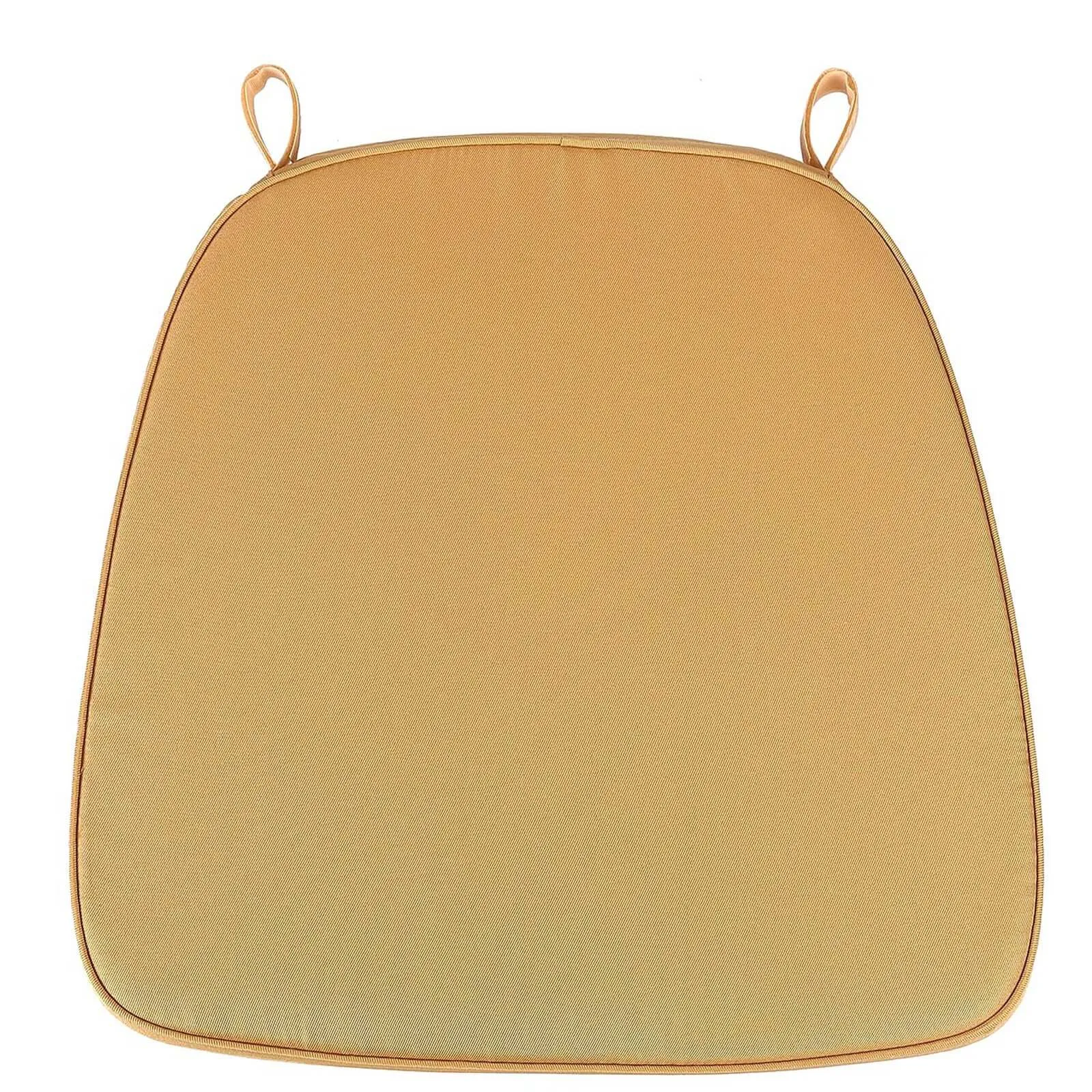 1.5" Thick Gold Chiavari Chair Pad, Memory Foam Seat Cushion With Ties and Removable Cover