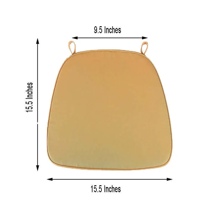 1.5" Thick Gold Chiavari Chair Pad, Memory Foam Seat Cushion With Ties and Removable Cover