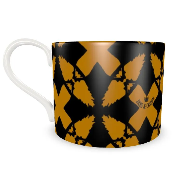 #180 JAXS N CROWN CUP/SAUCER gold/blk pattern