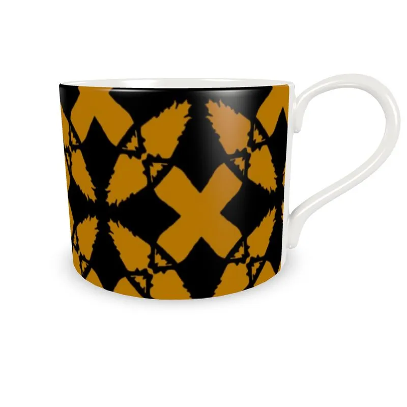 #180 JAXS N CROWN CUP/SAUCER gold/blk pattern