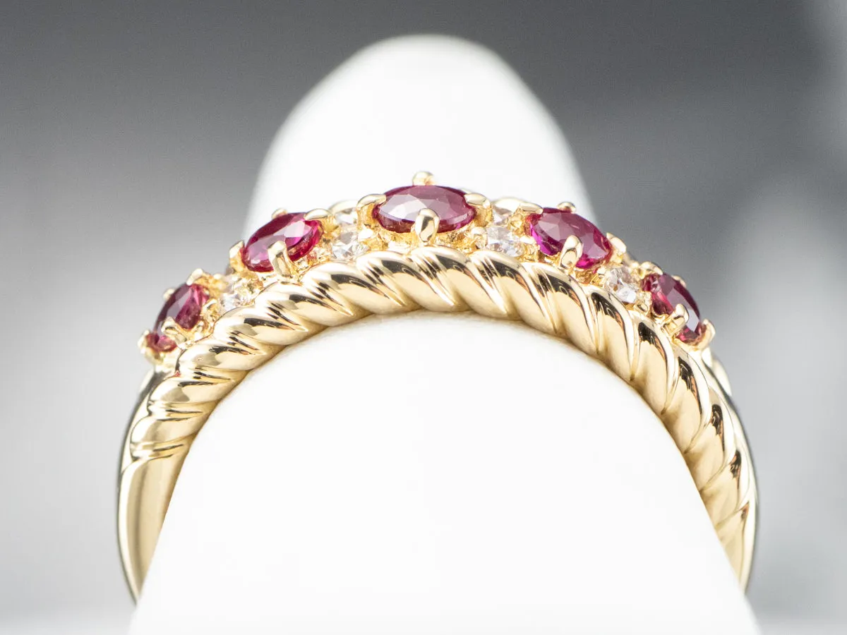 18K Gold Ruby and Diamond Band