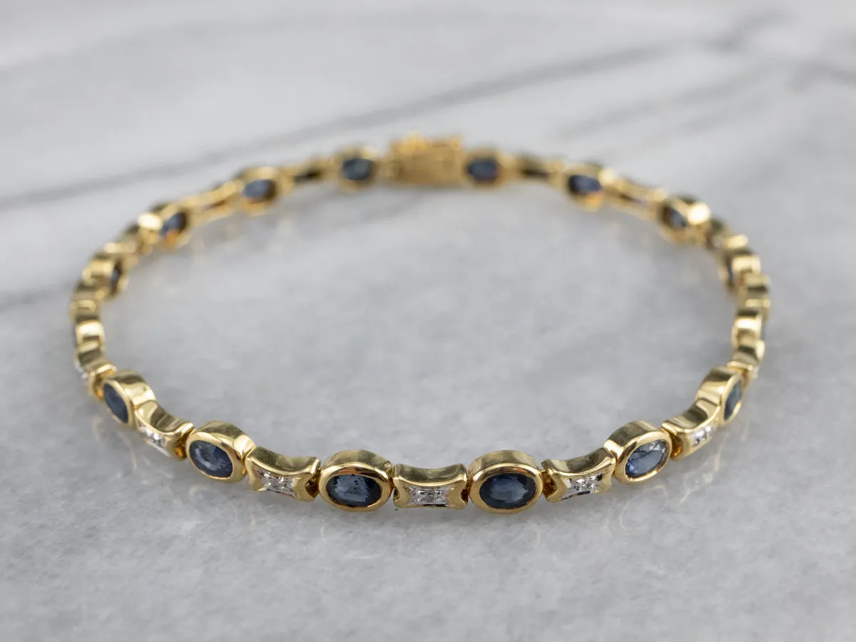 18K Gold Sapphire and Diamond Tennis Bracelet