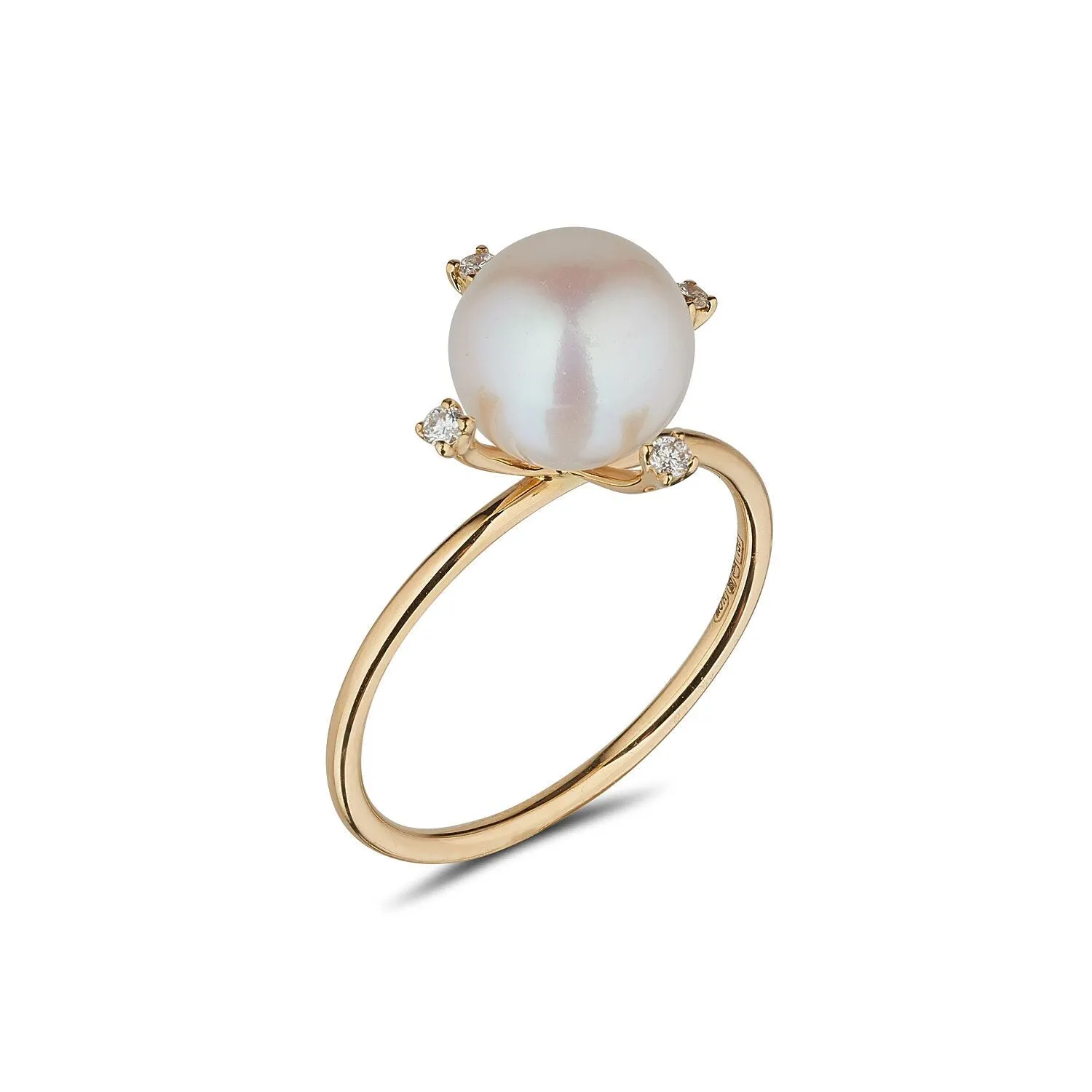 18kt Gold Pearl & Diamond Ring