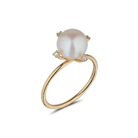 18kt Gold Pearl & Diamond Ring