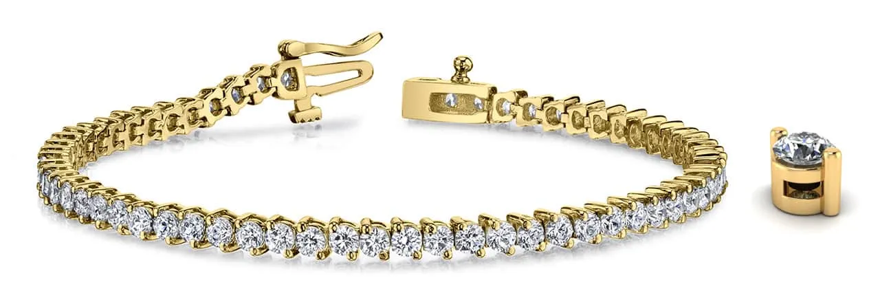 2 Prong Set Round Diamond  Tennis Bracelet with 5.97 ct.(finished) 3mm