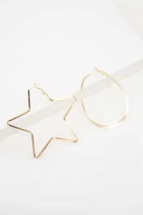 2D Shapes Asymmetrical Hoop Earrings