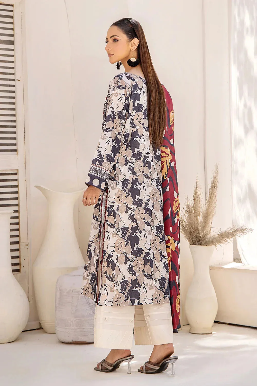 2PC Unstitched Printed Lawn Shirt and Dupatta KSD-2480