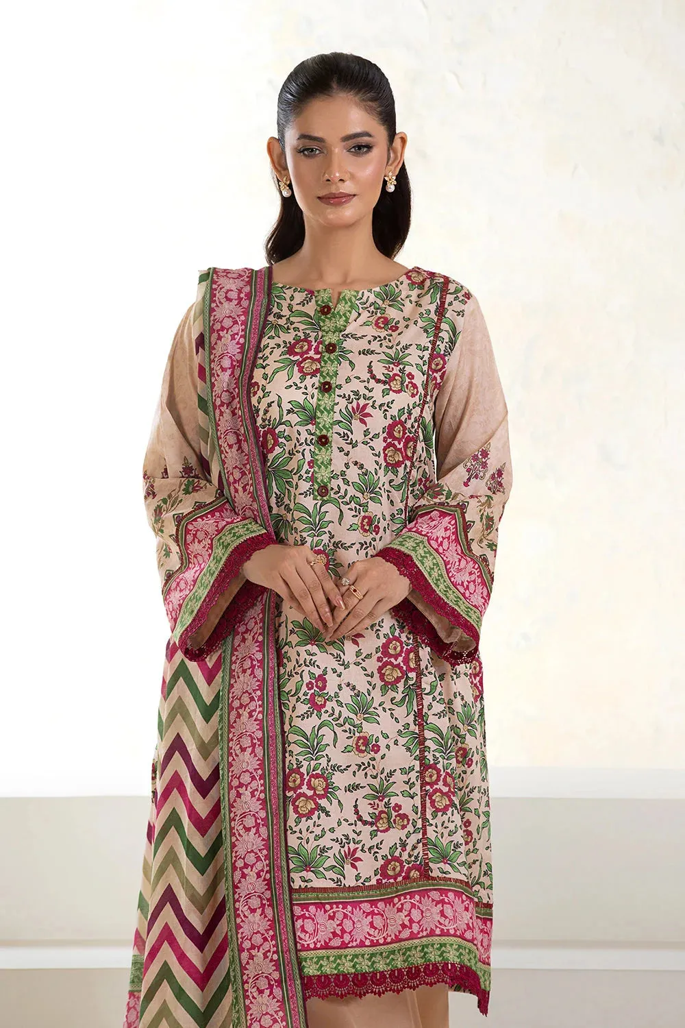 2PC Unstitched Printed Lawn Shirt and Dupatta KSD-2631