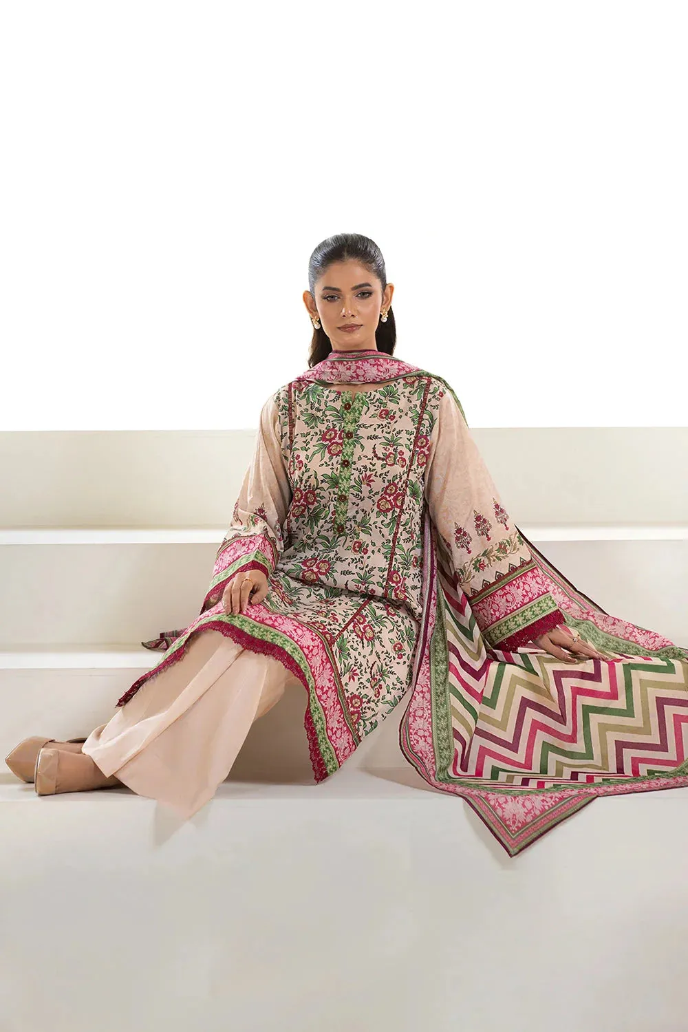 2PC Unstitched Printed Lawn Shirt and Dupatta KSD-2631