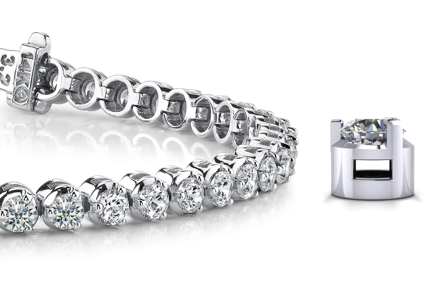 3 Prong Dreams Diamond Tennis Bracelet with 9.52 ct.(finished) 4.2mm