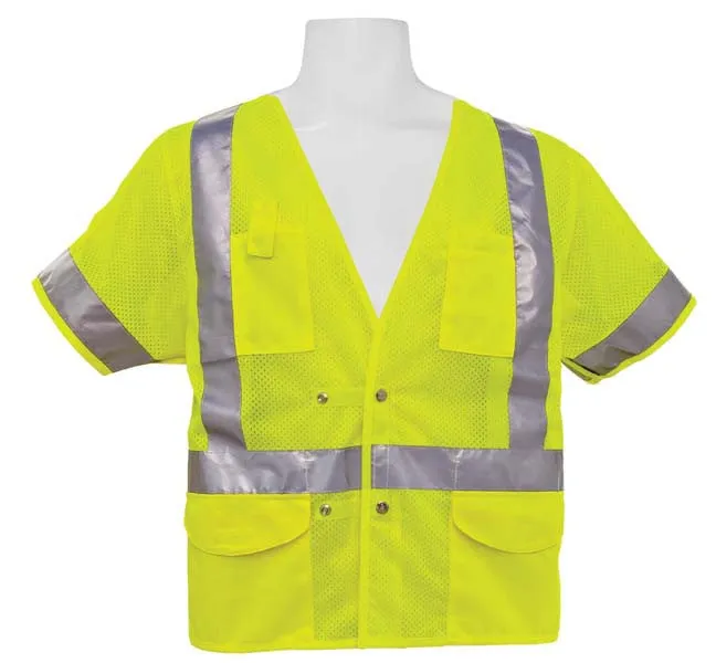 3A Safety - ANSI Class III Adjustable Breakaway Vest Lime Color Size XL/2XL