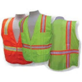 3A Safety - Multi-Pocket Surveyor's Safety Vest - Solid/Mesh Lime Color Size Medium