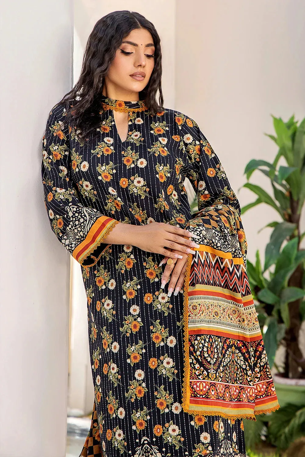 3PC Printed Unstitched Lawn Suit KLA-2426