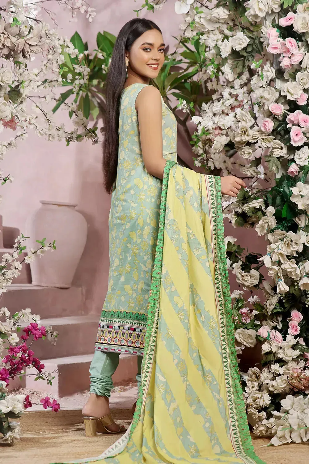 3PC Printed Unstitched Lawn Suit KLA-2794