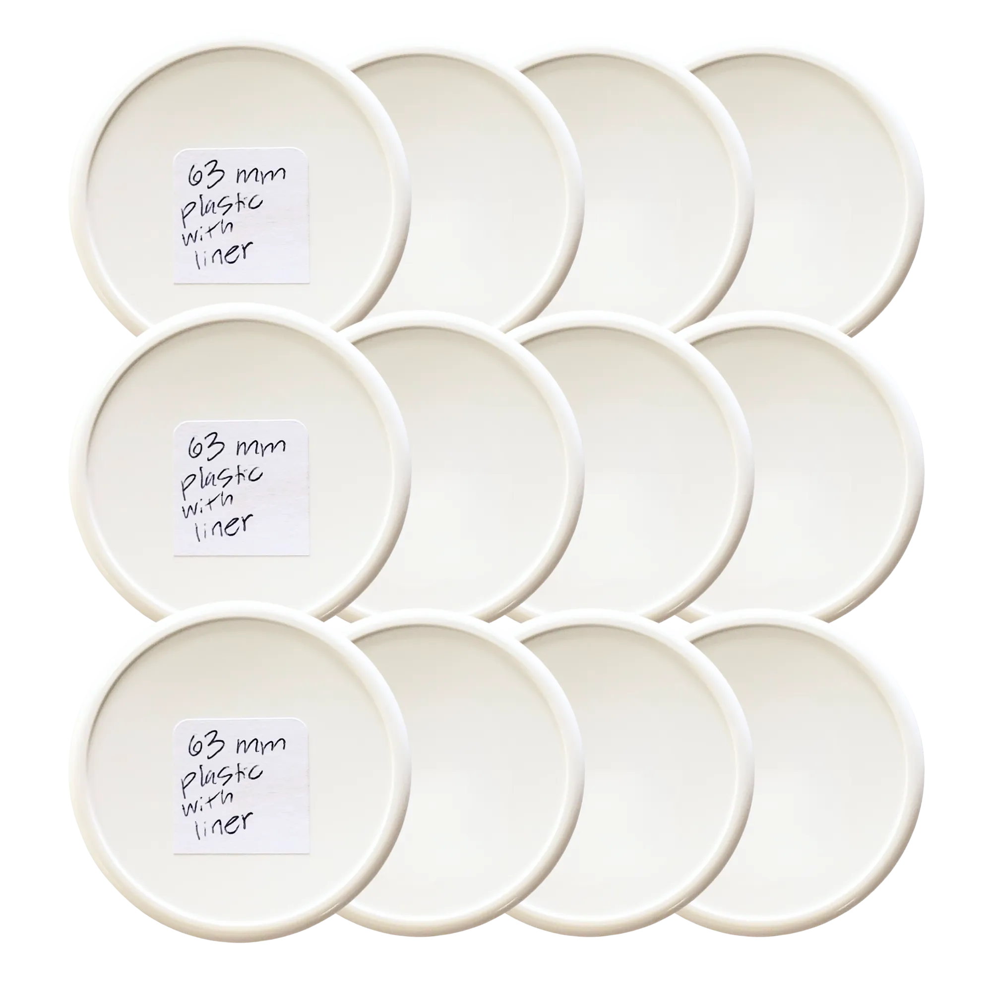 63mm Plastic Lids with Liner