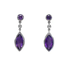 9ct Amethyst & Diamond Earrings