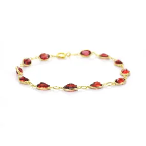 9ct Yellow Gold Garnet Bracelet