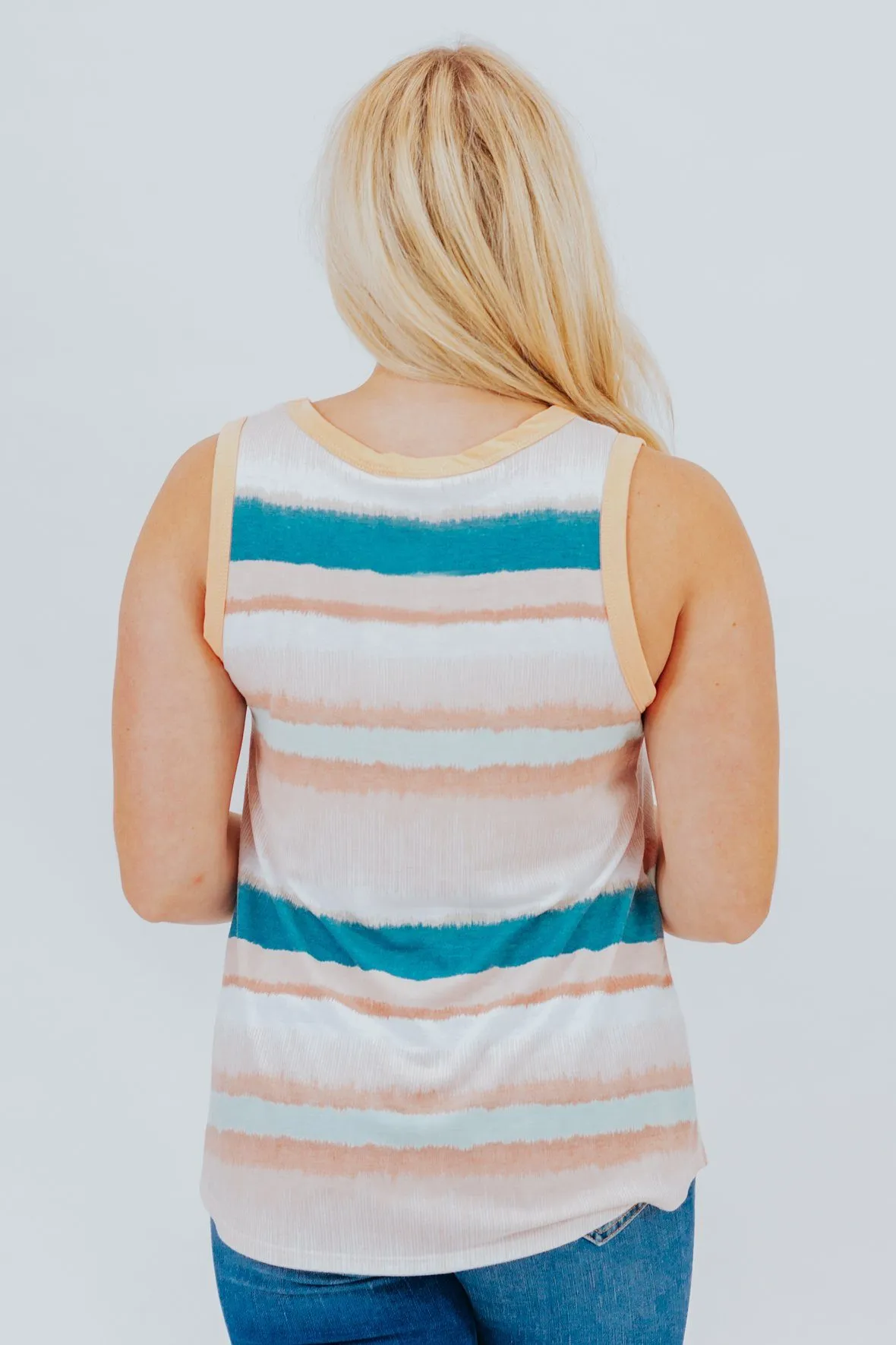 A Day in the Sun Casual Striped Tank Top in Blush