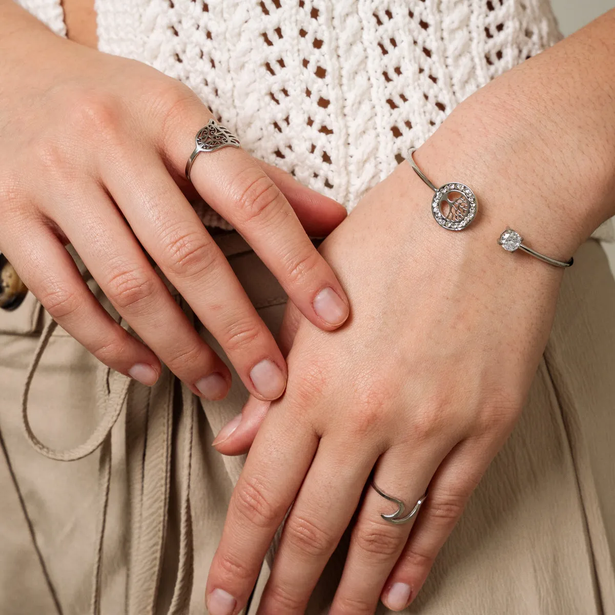 Adjustable Minimal Wave Ring - Silver