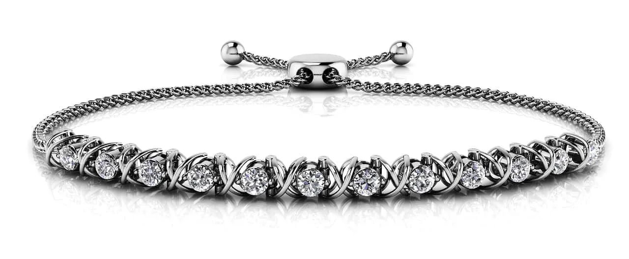 Adjustable X Link Diamond Bracelet with 1.08 ct.(finished) 3.2mm