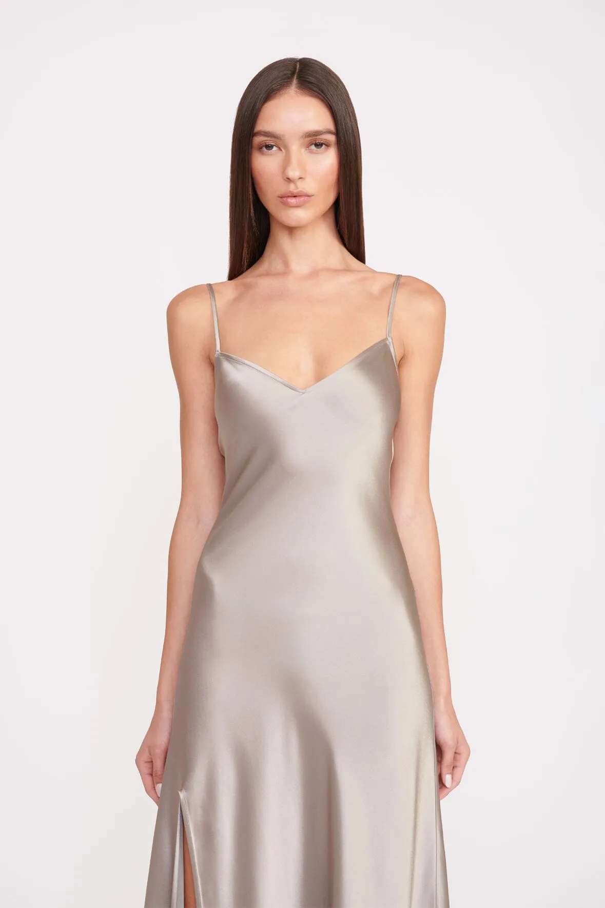 ALEXA DRESS | SILVER SATIN