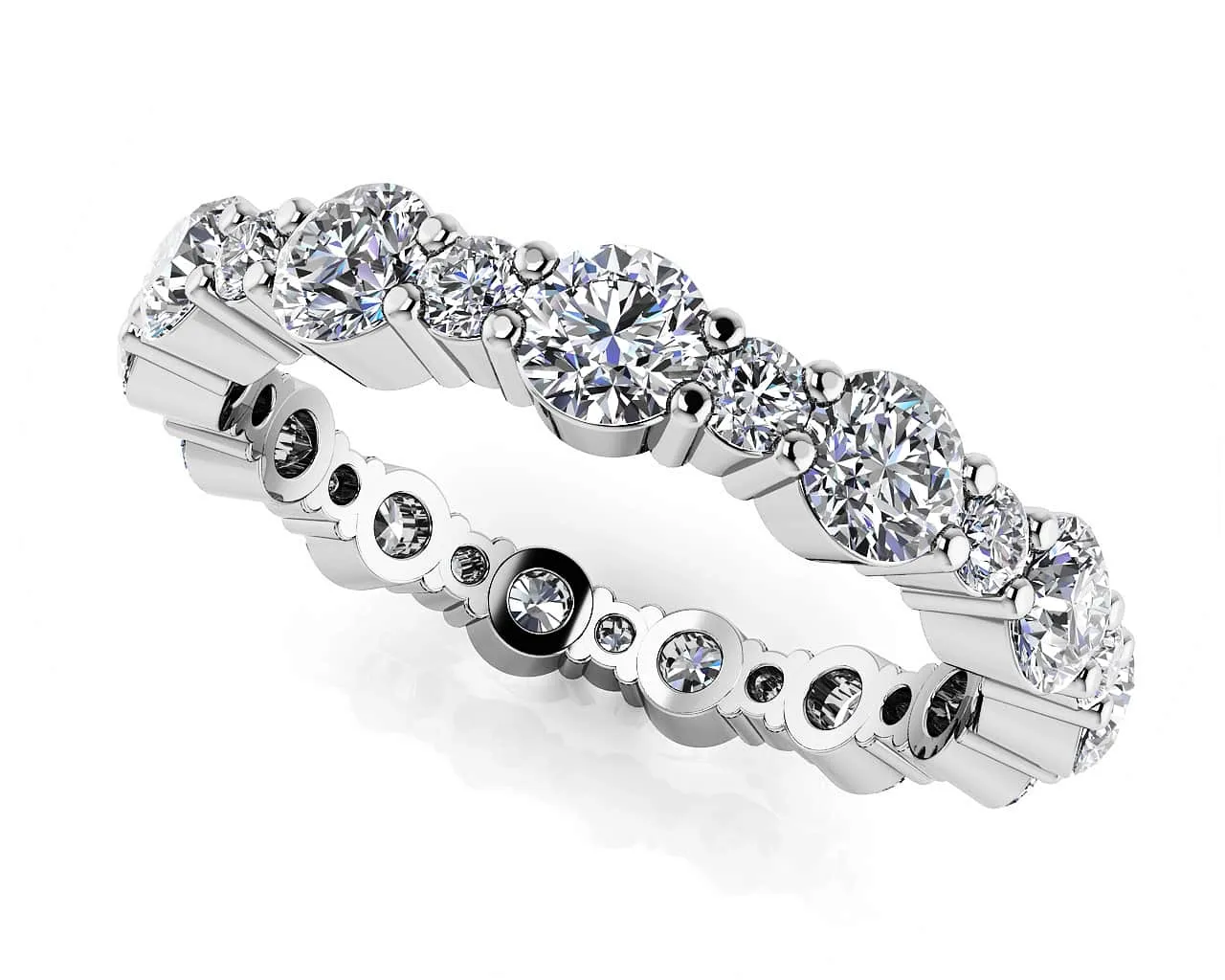 Alternating Diamond Eternity Ring In Diamond  with 2.12 ct.(finished) 2mm, 3.5mm