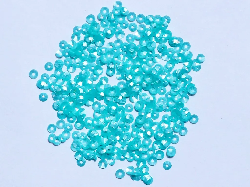 Aqua Blue Center Hole Bowl Plastic Sequins- 4 mm