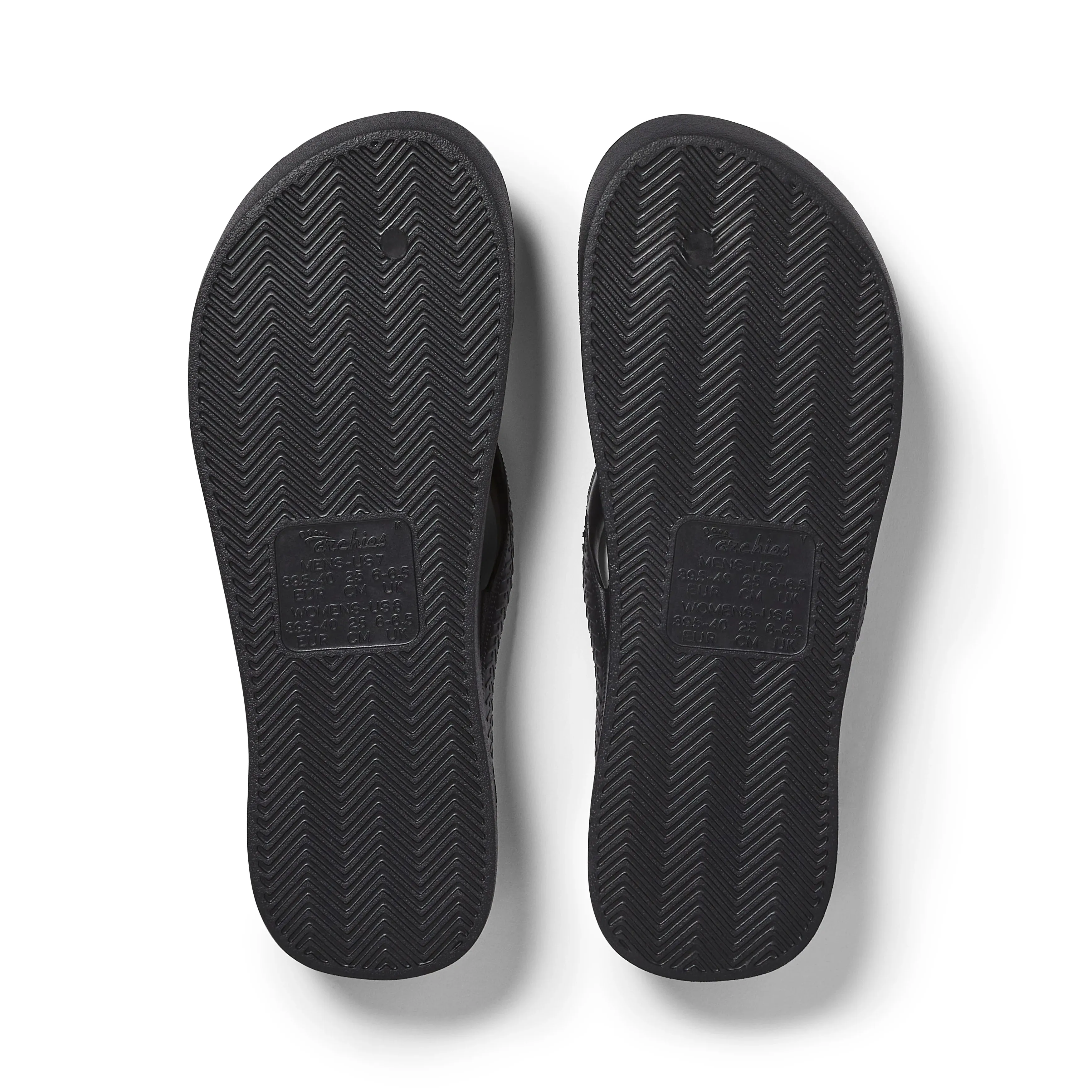 Archies Arch Support Flip Flops in Crystal Black