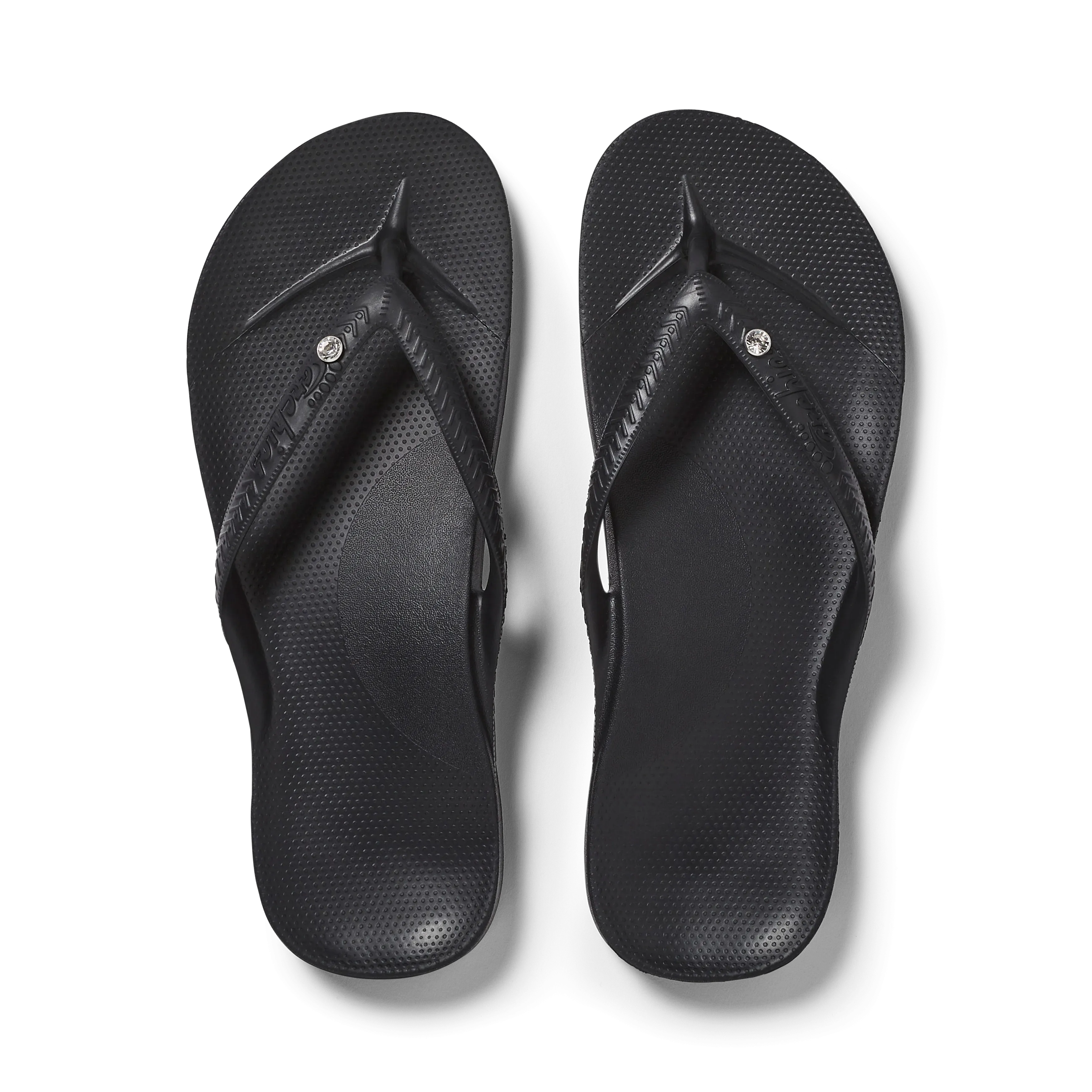 Archies Arch Support Flip Flops in Crystal Black