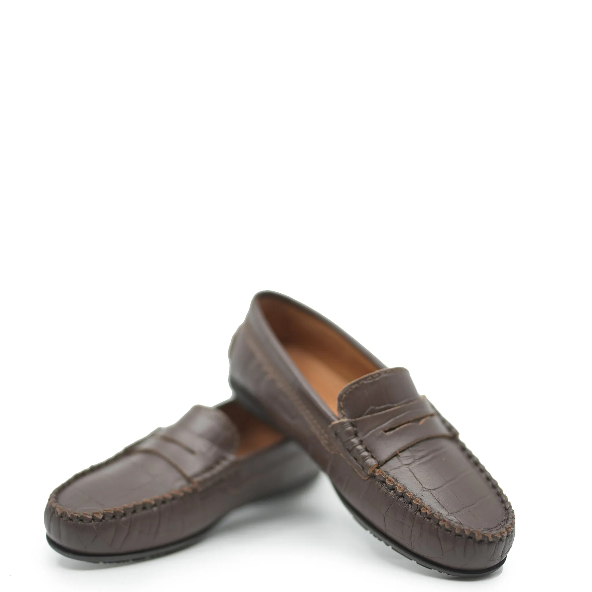 Atlanta Mocassin Brown Croc Penny Loafer