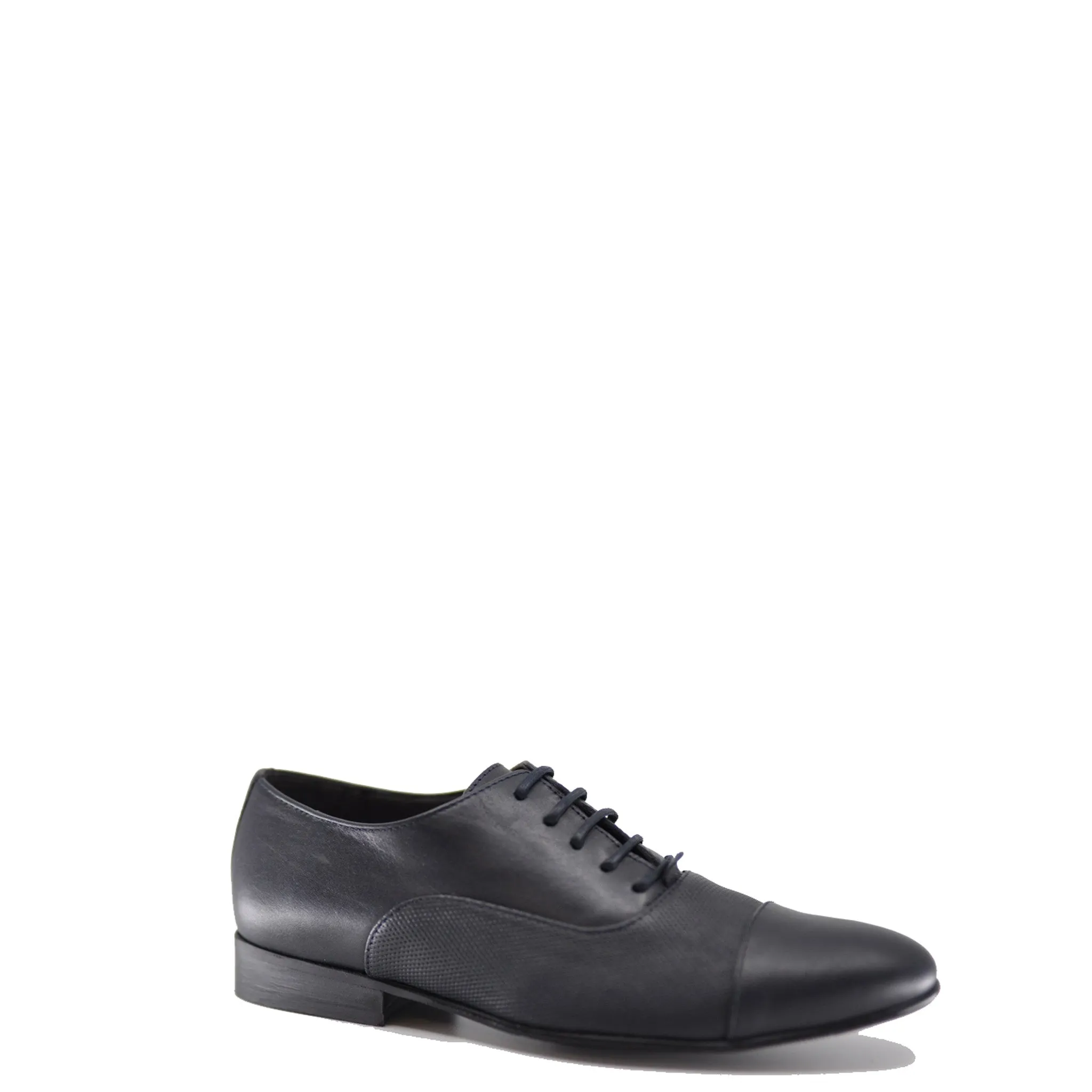 Atlanta Mocassin Navy Textured Contrast Lace-Up