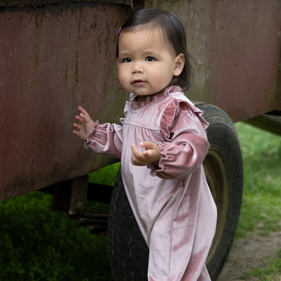 Baby Girls Velour Kalani Jumper - Mauve