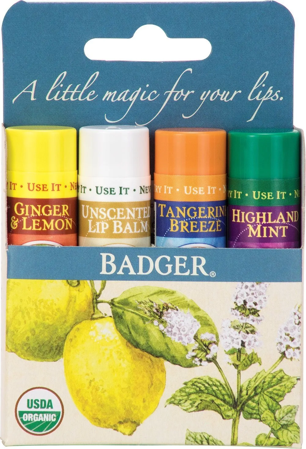 Badger Classic Lip Gift 4Pk- Blue Box