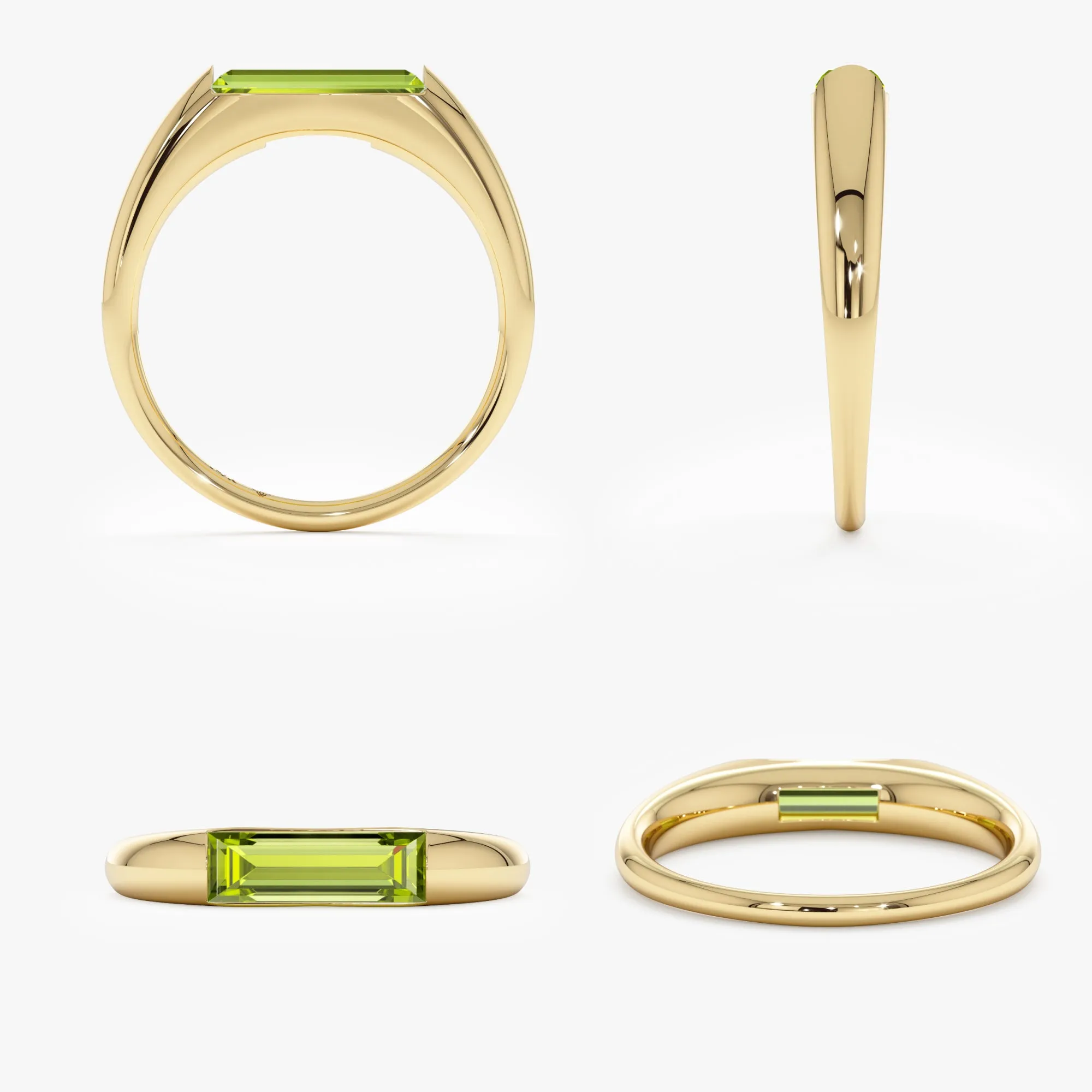 Baguette Peridot Signet Ring, Arielle