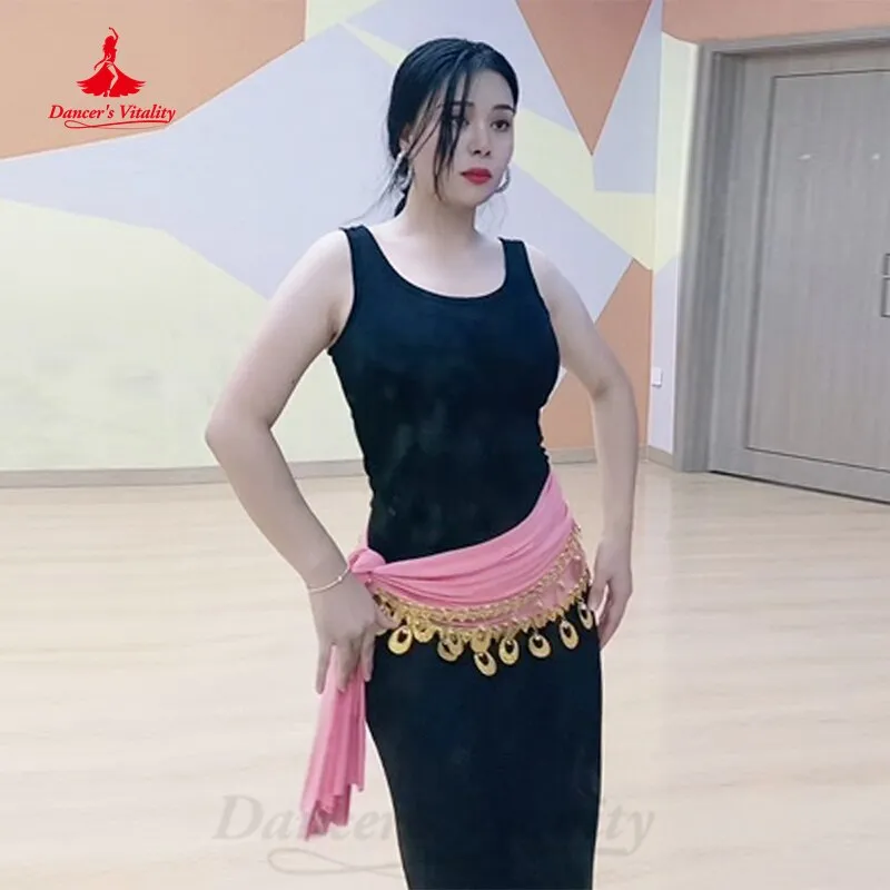 Belly Dance Costume for Women Oriental Practice Clothes Gold Coines Belt Girl's Belly Dancing Hip Scarf